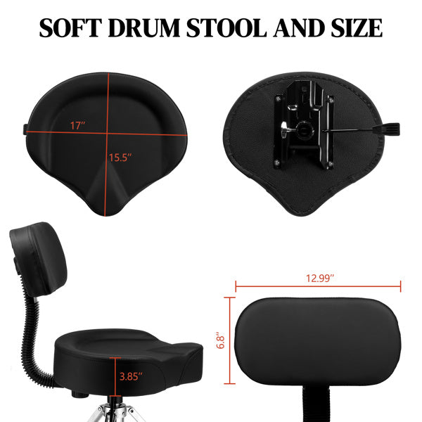 Adjustable Black Drum Stool with Hydraulic Function with Back Rest