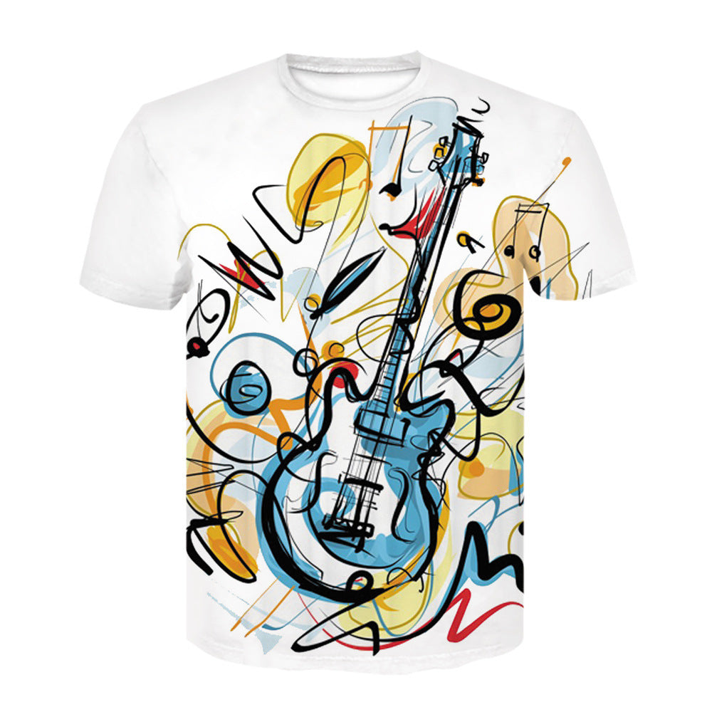 3D digital printed guitar T-shirt