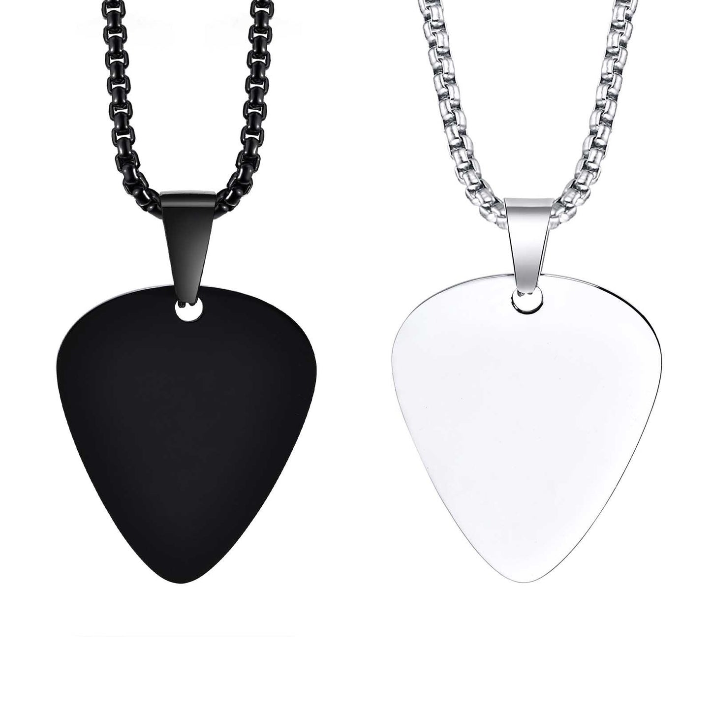 Stainless Steel Light Guitar Pick Pendant Black Necklace Titanium Steel