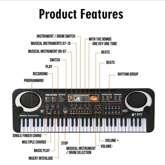 Children's electronic organ with microphone piano