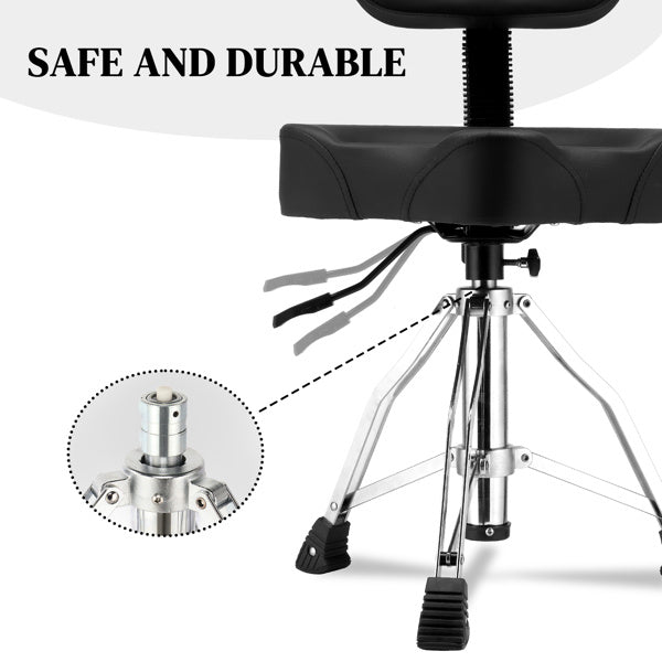 Adjustable Black Drum Stool with Hydraulic Function with Back Rest