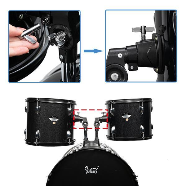 Beginner Glarry 22in 5-drum 9-Ply Poplar Shells, Double-layer Oil  Dot Drumheads in High Gloss Black with a Drum Throne Plus Cymbals and Stands