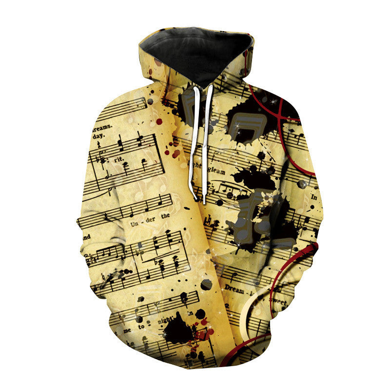 3D Digital Printing Cool Guitar Note Pattern Sweatshirt