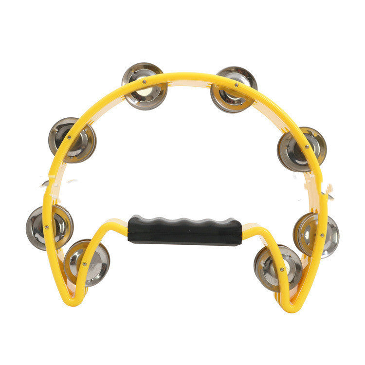 Tambourine - Percussion Instrument Single Row, Comfort Handle, red, blue, green, yellow, black