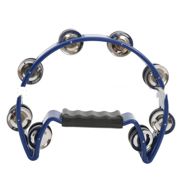 Tambourine - Percussion Instrument Single Row, Comfort Handle, red, blue, green, yellow, black