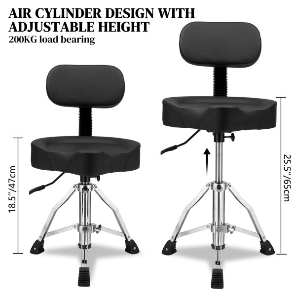 Adjustable Black Drum Stool with Hydraulic Function with Back Rest