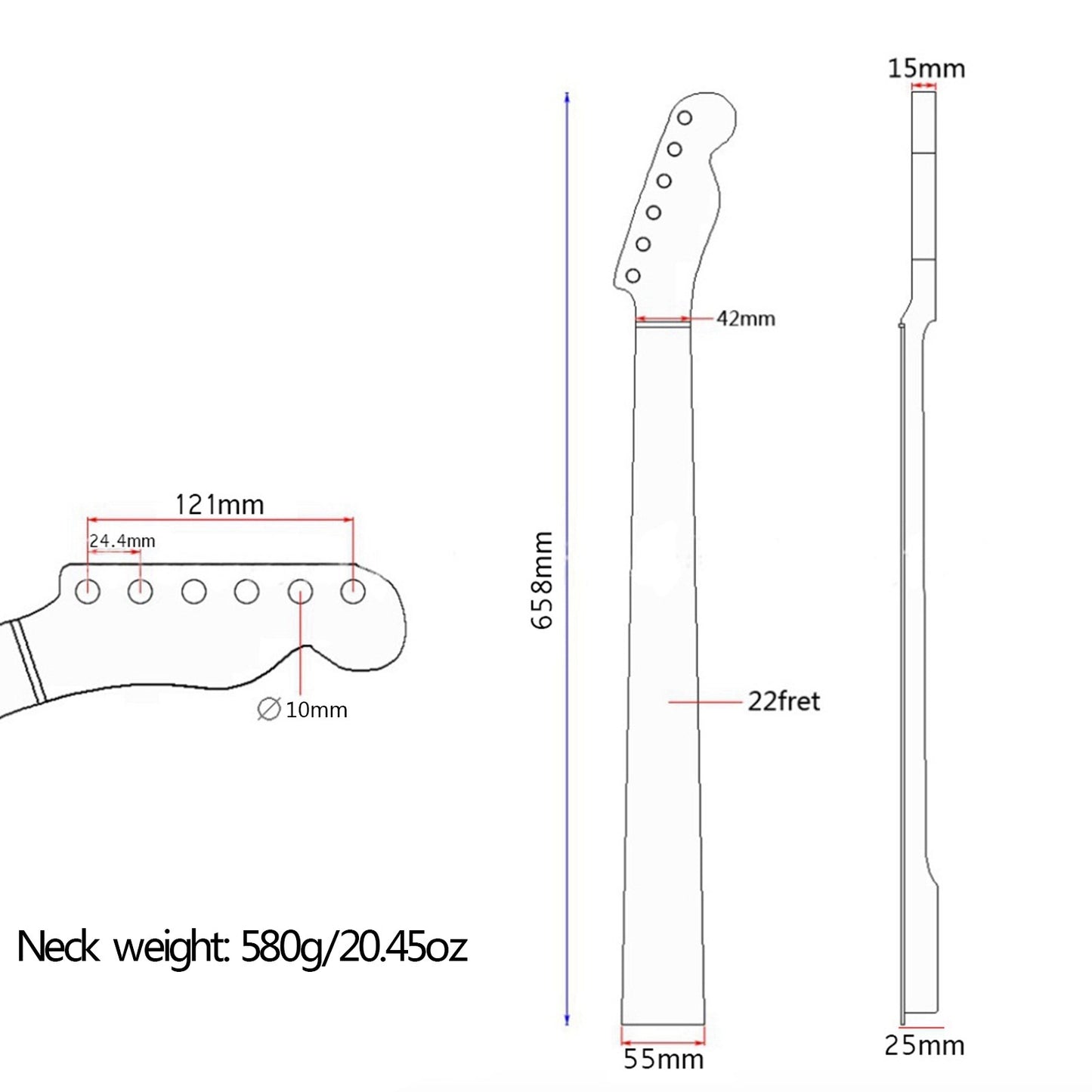 Electric Guitar Neck Maple Fingerboard Handle