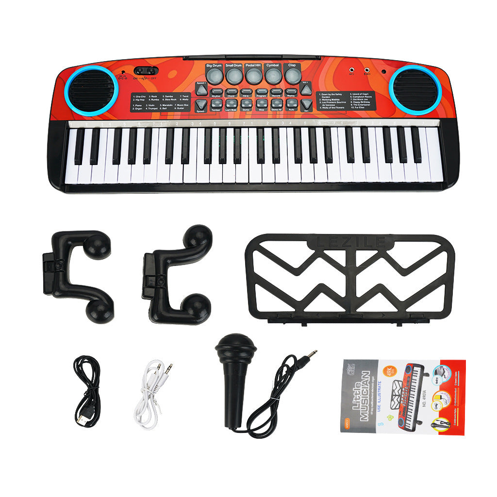 Children's 49-key Electronic Organ Piano With Microphone Enlightenment Toy