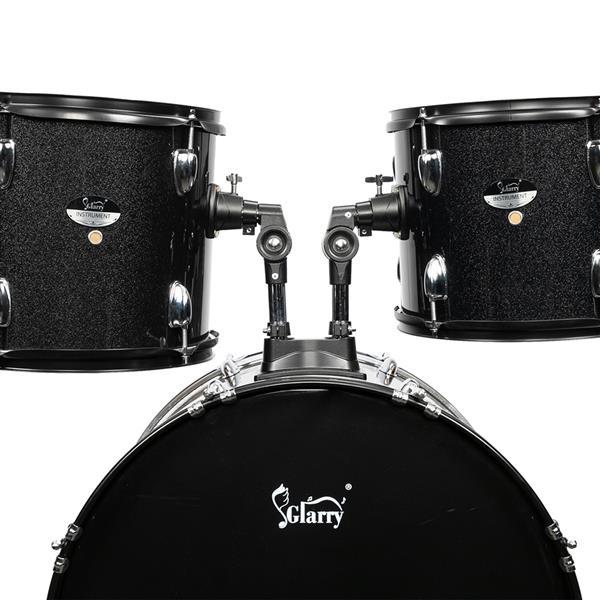 Beginner Glarry 22in 5-drum 9-Ply Poplar Shells, Double-layer Oil  Dot Drumheads in High Gloss Black with a Drum Throne Plus Cymbals and Stands