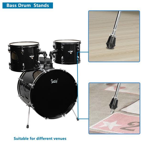 Beginner Glarry 22in 5-drum 9-Ply Poplar Shells, Double-layer Oil  Dot Drumheads in High Gloss Black with a Drum Throne Plus Cymbals and Stands