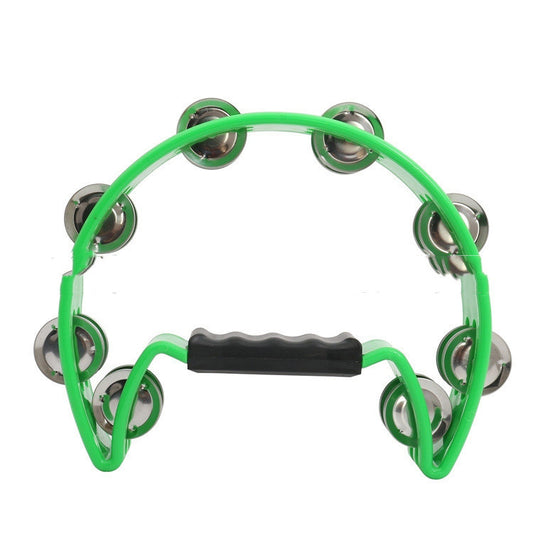 Tambourine - Percussion Instrument Single Row, Comfort Handle, red, blue, green, yellow, black