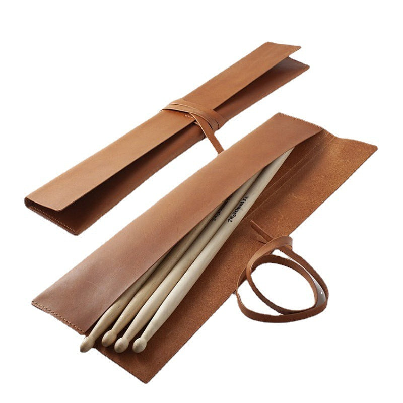 Drumstick Bag Two-pack Drum Stick Leather Case Wood Storage